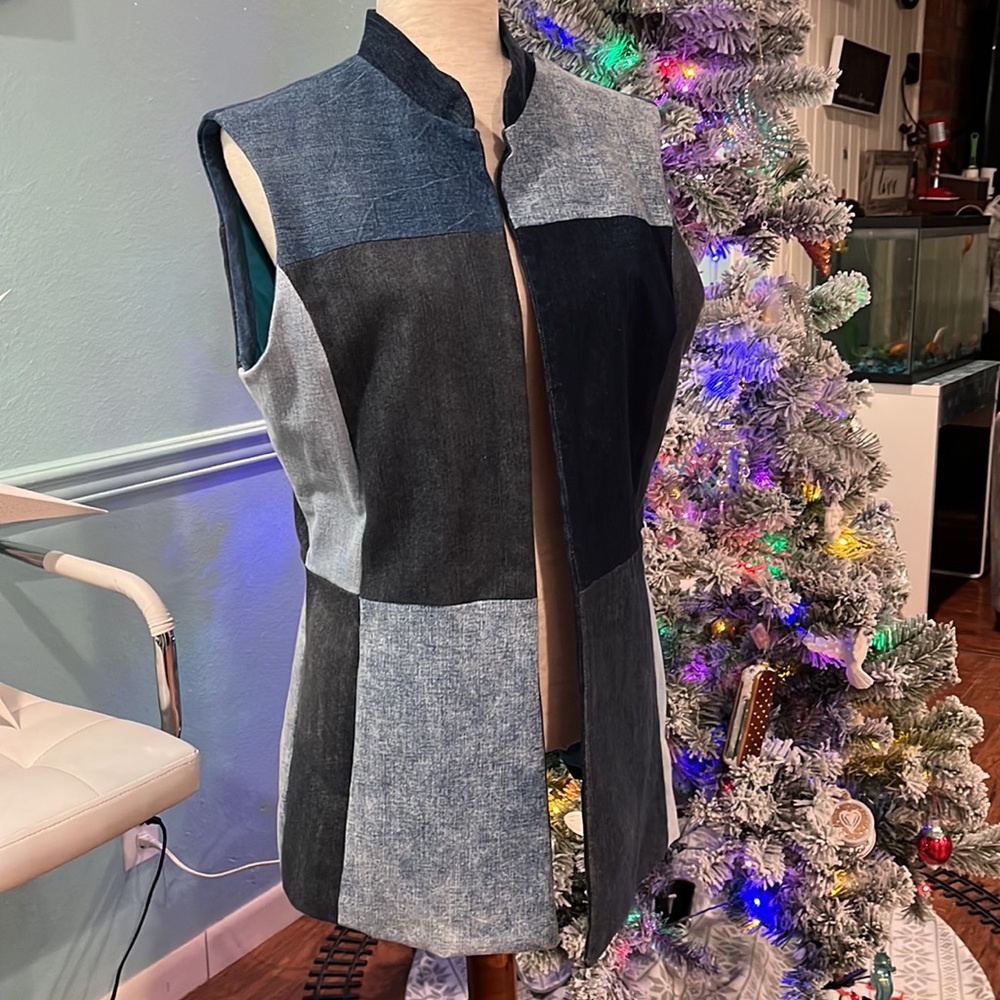 Patchwork Denim Vest - image 2